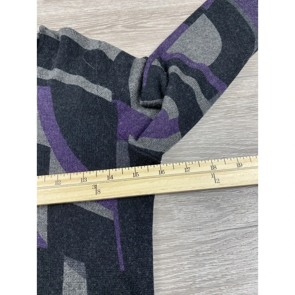 Lauren Ralph Lauren Women's Silk Cashmere Geometric Abstract ‎ Sweater Grey XS